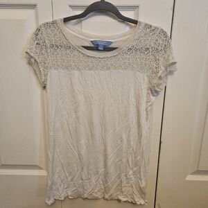 Simply Vera Vera Wang Cream Lace-Yoke Tee